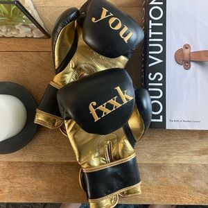 "Fxxk You" Boxing Gloves - Gold / Black
